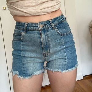 High waisted stretch denim shorts